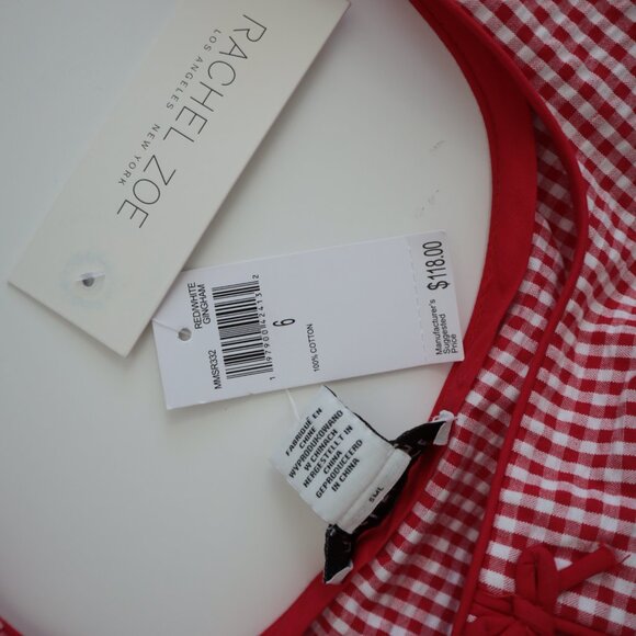 Rachel Zoe Red and White Gingham Bow Detail Dress | 6 - Picture 5 of 9